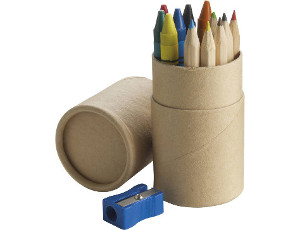 Színes ceruza és zsírkréta, 6 db-os készlet kartonhengerben